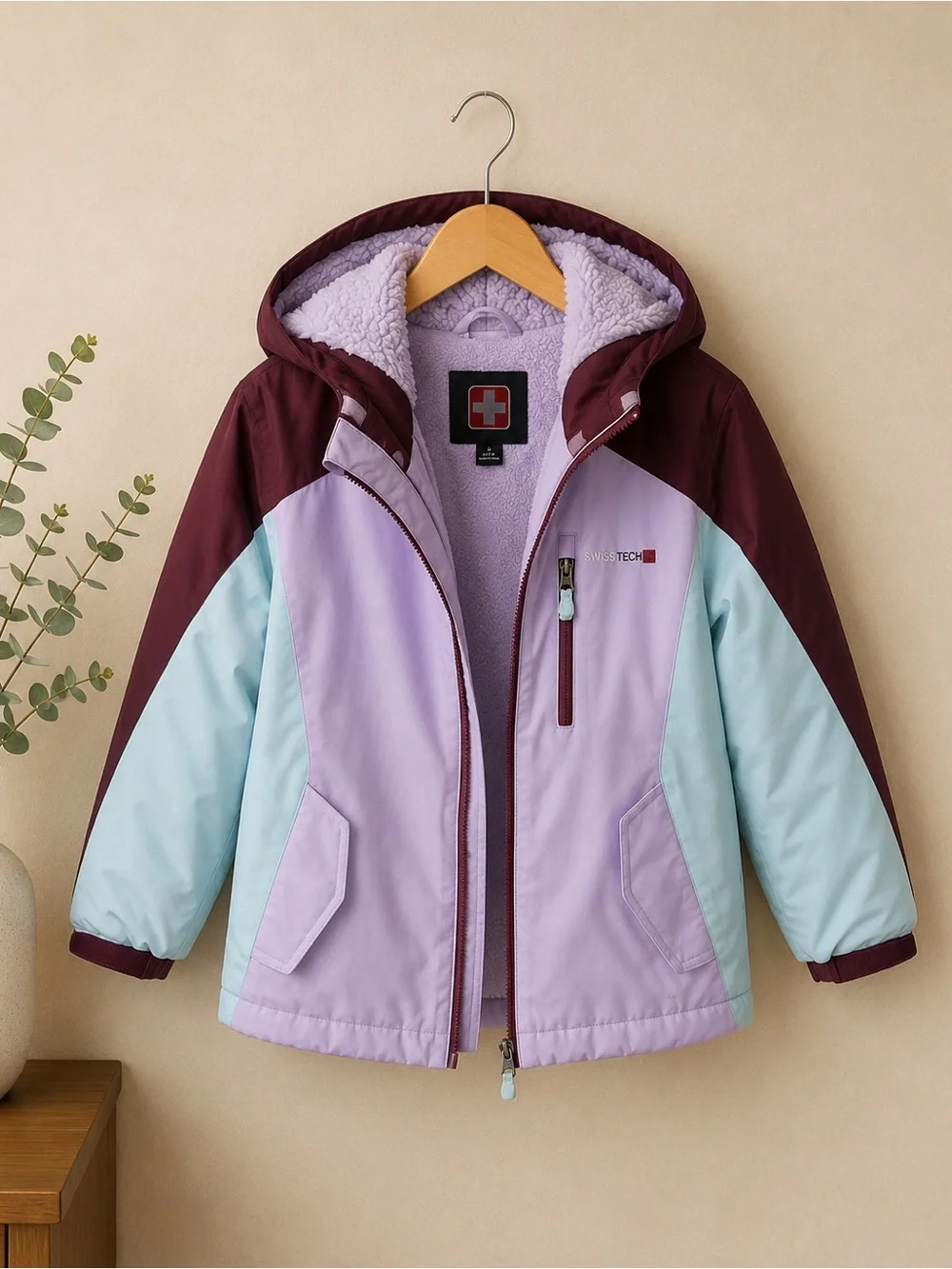 Swiss Tech Girls Medium 7/8 Sherpa Lined Hooded Winter Jacket